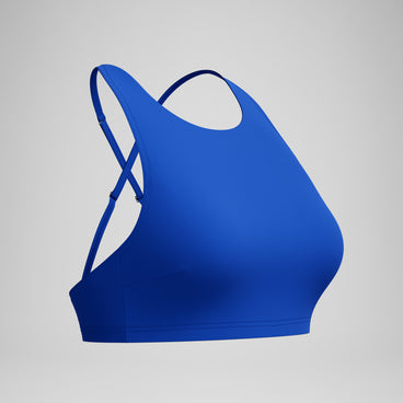 Women's Solid High Neck Bikini Top Blue