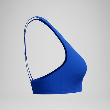 Women's Solid High Neck Bikini Top Blue