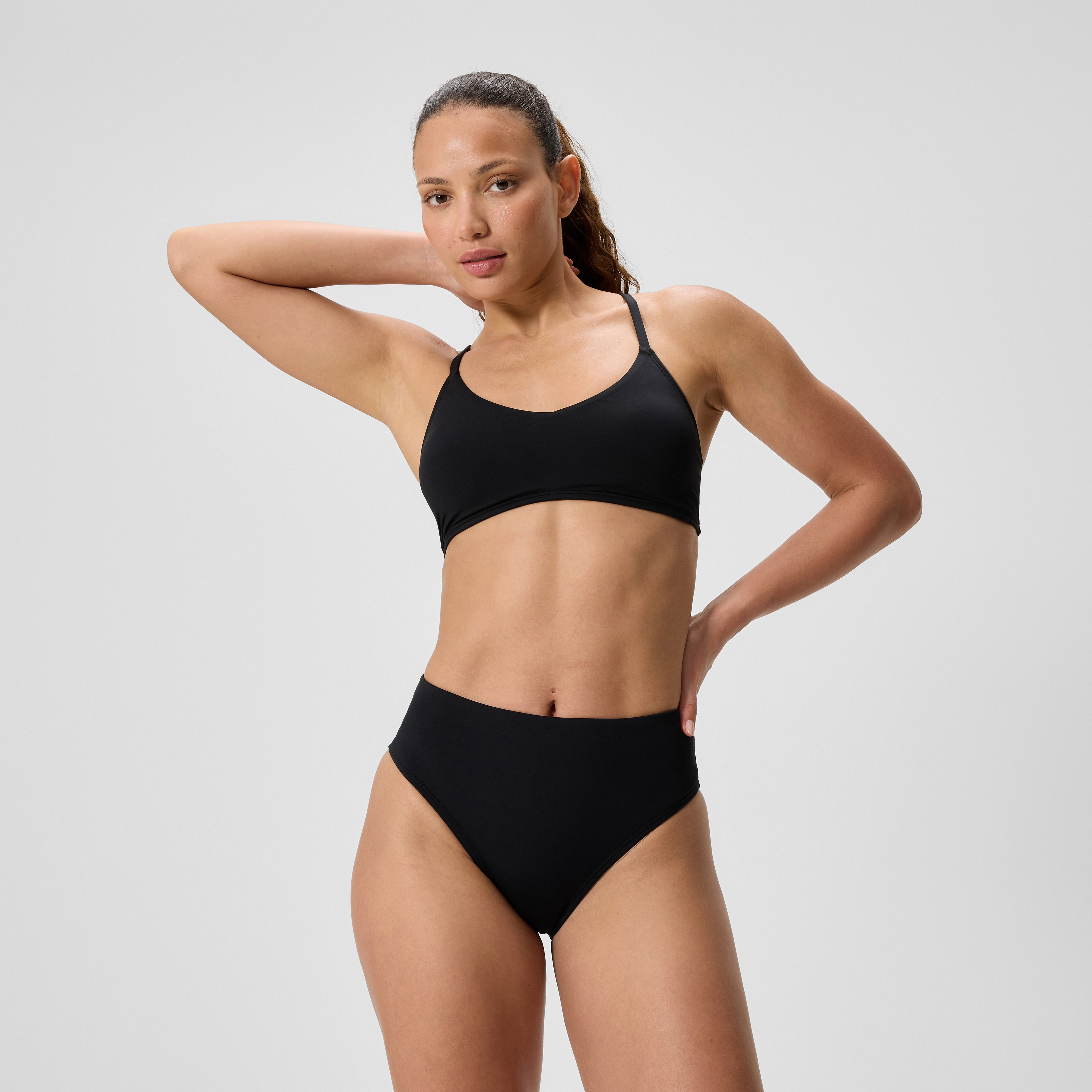 Women's Solid Cheeky High Waist Bottoms Black | Speedo
