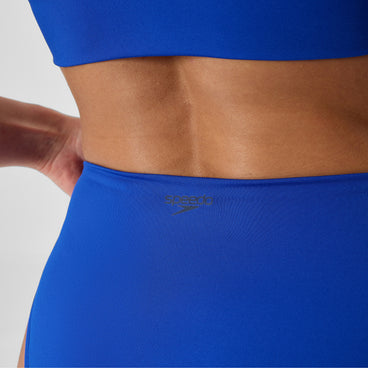 Women's Solid Cheeky High Waist Bottoms Blue