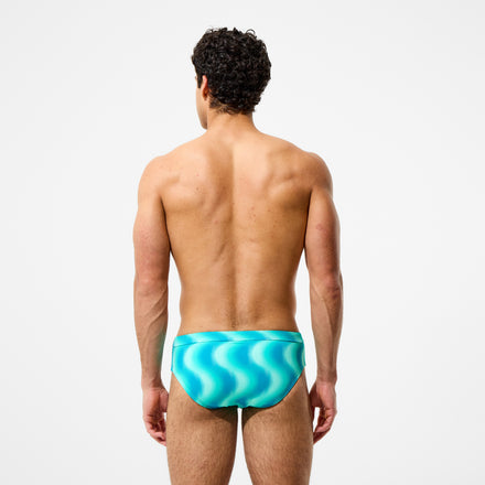 Men's The Speedo Printed Mid-Cut Briefs Turquoise