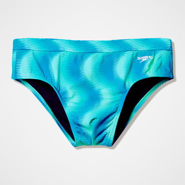 Men's The Speedo Printed Mid-Cut Briefs Turquoise