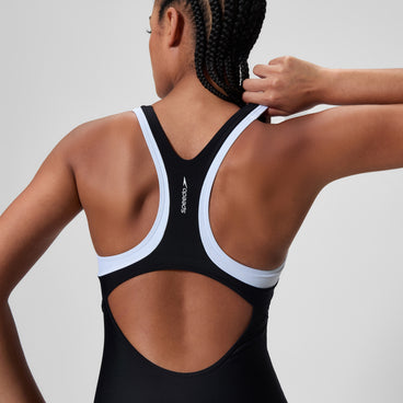 Women's Colourblock Racerback Swimsuit Black/White