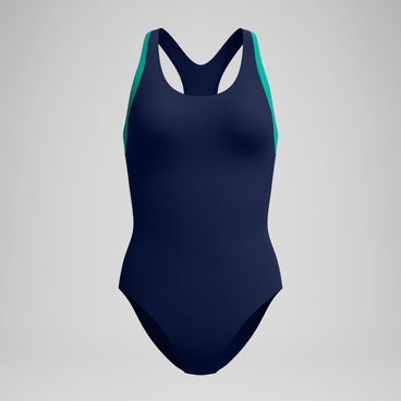 Women's Colourblock Racerback Swimsuit Navy/Teal