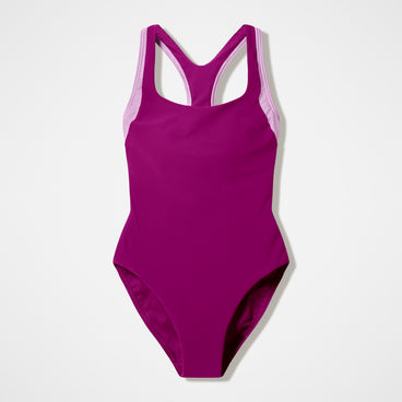 Women's Colourblock Racerback Swimsuit Dark Pink