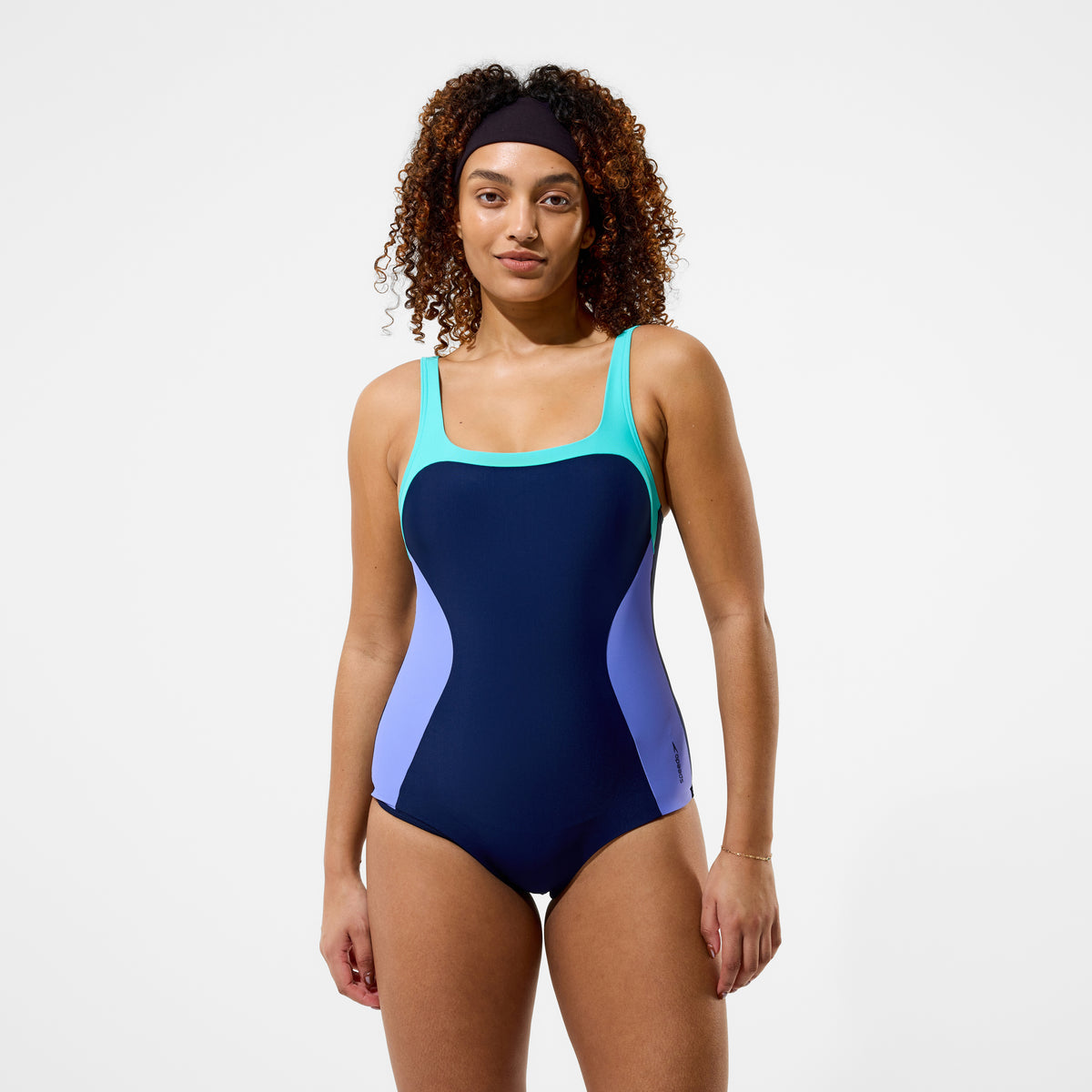 Colourblock Contour Swimsuit Navy Turquoise