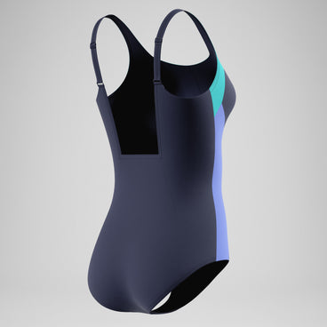 Women's Colourblock Contour Swimsuit Navy/Turquoise