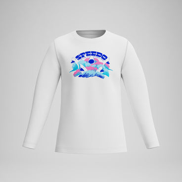 Boys Long Sleeve Graphic Swim Shirt Bright White