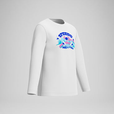 Boys Long Sleeve Graphic Swim Shirt Bright White