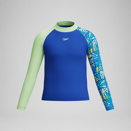 Boys Printed Long Sleeve Rashguard Blue