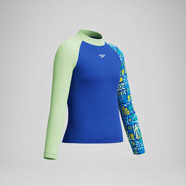Boys Printed Long Sleeve Rashguard Blue