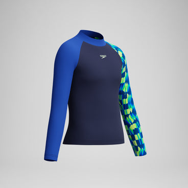 Boys Printed Long Sleeve Rashguard Navy/Green