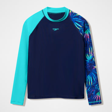 Boys Printed Long Sleeve Rashguard Navy