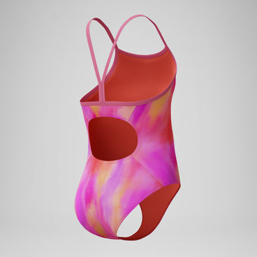 Girls Printed Thinstrap Swimsuit Pink