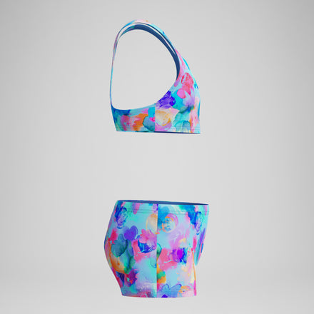 Girls Printed Racerback Bikini Set Blue