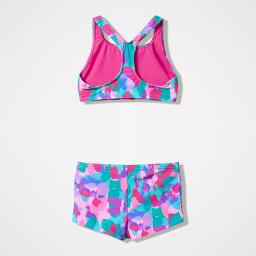 Girls Printed Racerback Bikini Set Pink/Green