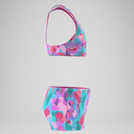 Girls Printed Racerback Bikini Set Pink/Green