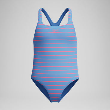 Girls Print Medalist Swimsuit Blue