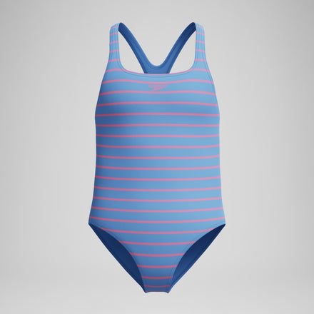 Girls Print Medalist Swimsuit Blue