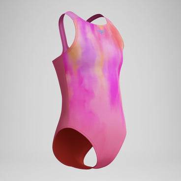 Girls Printed Pulseback Swimsuit Pink