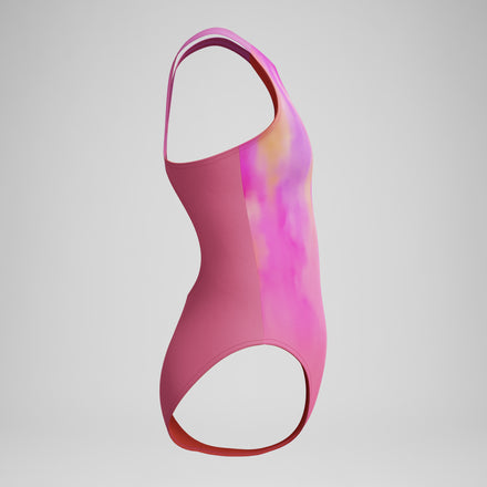 Girls Printed Pulseback Swimsuit Pink