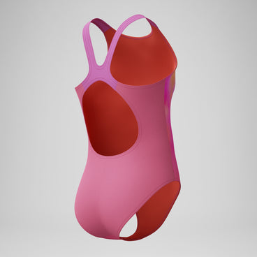 Girls Printed Pulseback Swimsuit Pink