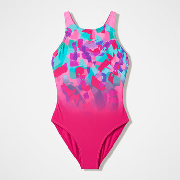 Girls Printed Pulseback One Piece Pink