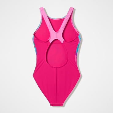 Girls Printed Pulseback One Piece Pink