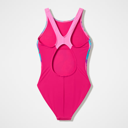 Girls Printed Pulseback One Piece Pink