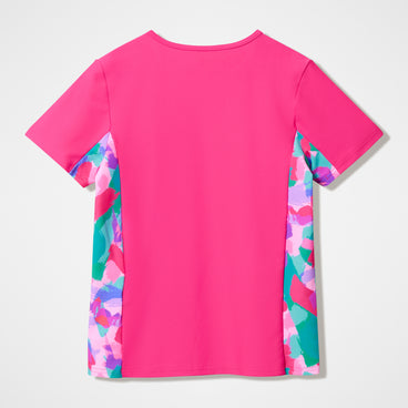 Girls Printed Short Sleeve Rashguard Pink