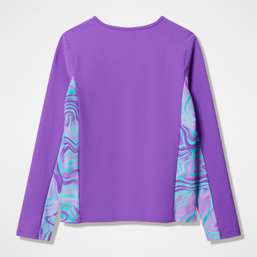 Girls Printed Long Sleeve Rashguard Purple