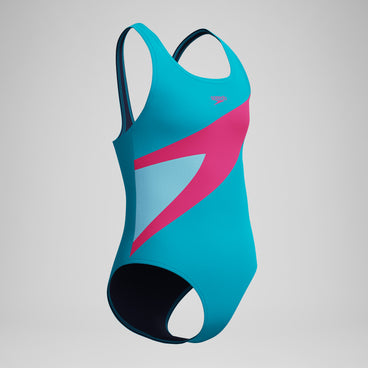 Girls Hyperboom Butterfly Back Swimsuit Blue/Pink