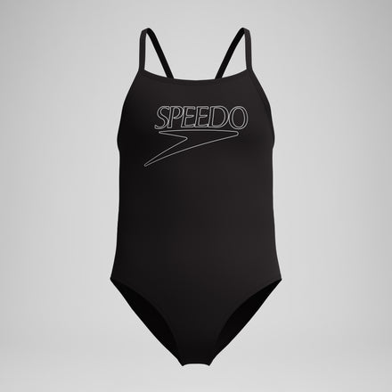 Girls Endurance+ Logo Thinstrap Swimsuit Black
