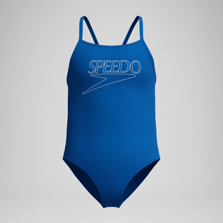 Girls Endurance+ Logo Thinstrap Swimsuit Blue