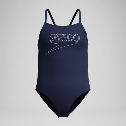 Girls Endurance+ Logo Thinstrap Swimsuit Navy