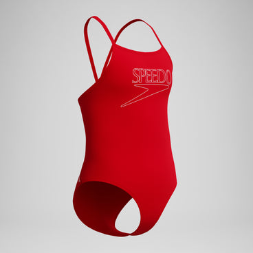 Girls Endurance+ Logo Thinstrap Swimsuit Red