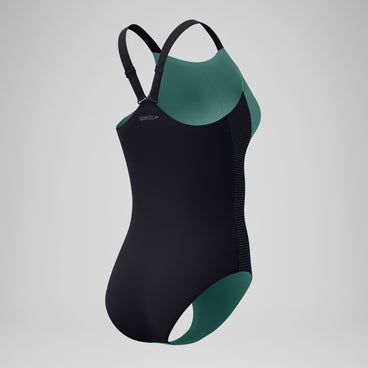 Women's Sculpture High Neck Contour Swimsuit Green/Black