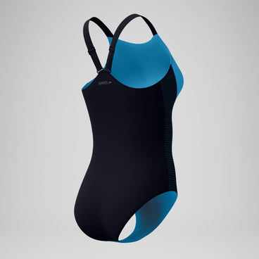 Women's Sculpture High Neck Contour Swimsuit Blue/Black
