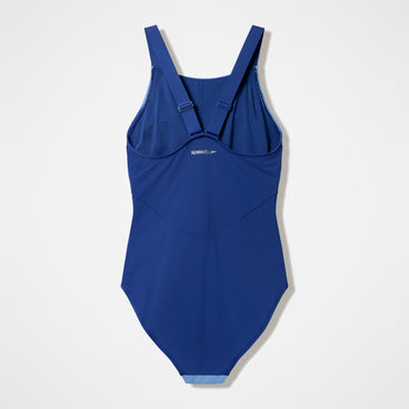 Women's Sculpture High Neck Contour Swimsuit Grey/Blue
