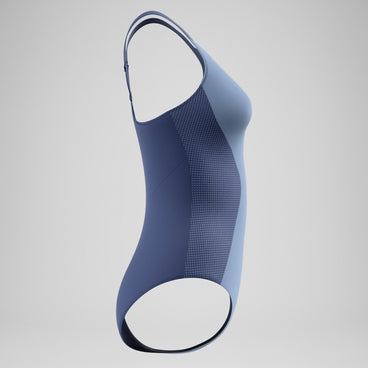 Women's Sculpture High Neck Contour Swimsuit Grey/Blue