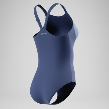Women's Sculpture High Neck Contour Swimsuit Grey/Blue