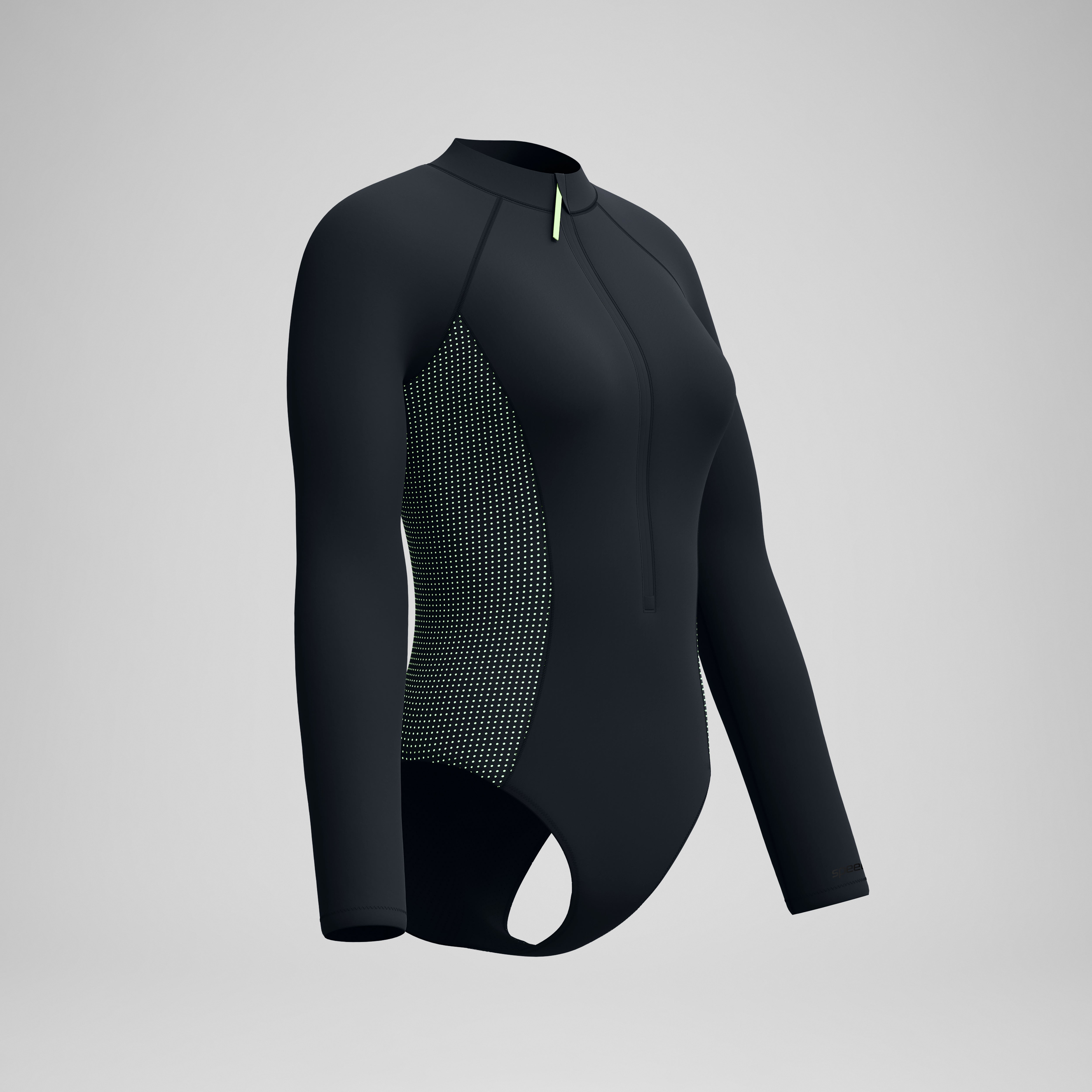 Women's Scuba Flex Long Sleeve Zip One Piece Black/Green | Speedo