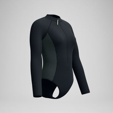 Women's Scuba Flex Long Sleeve Zip Swimsuit Black/Green