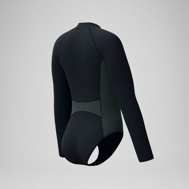 Women's Scuba Flex Long Sleeve Zip Swimsuit Black/Green