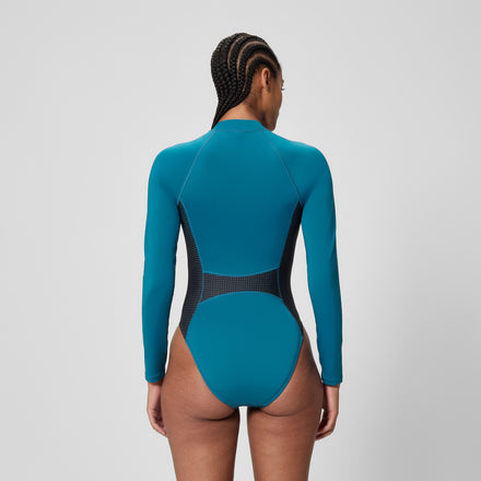 Women's Scuba Flex Long Sleeve Zip Swimsuit Blue/Black