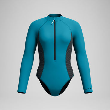 Women's Scuba Flex Long Sleeve Zip Swimsuit Blue/Black