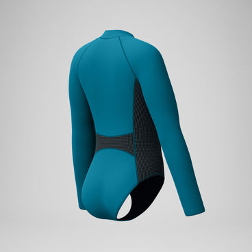 Women's Scuba Flex Long Sleeve Zip Swimsuit Blue/Black