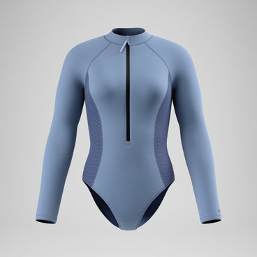 Women's Scuba Flex Long Sleeve Zip Swimsuit Grey/Blue