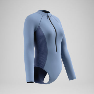 Women's Scuba Flex Long Sleeve Zip Swimsuit Grey/Blue