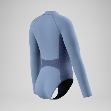 Women's Scuba Flex Long Sleeve Zip Swimsuit Grey/Blue